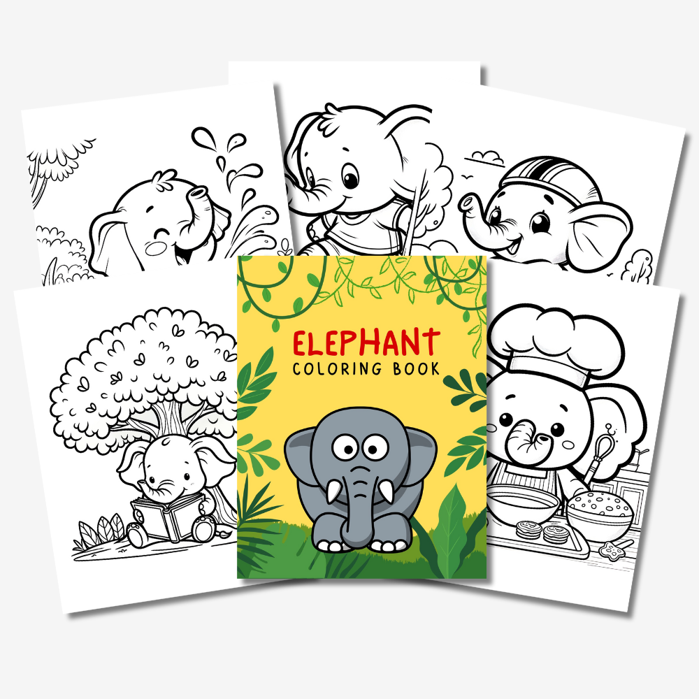 PLR Elephant Colouring Book