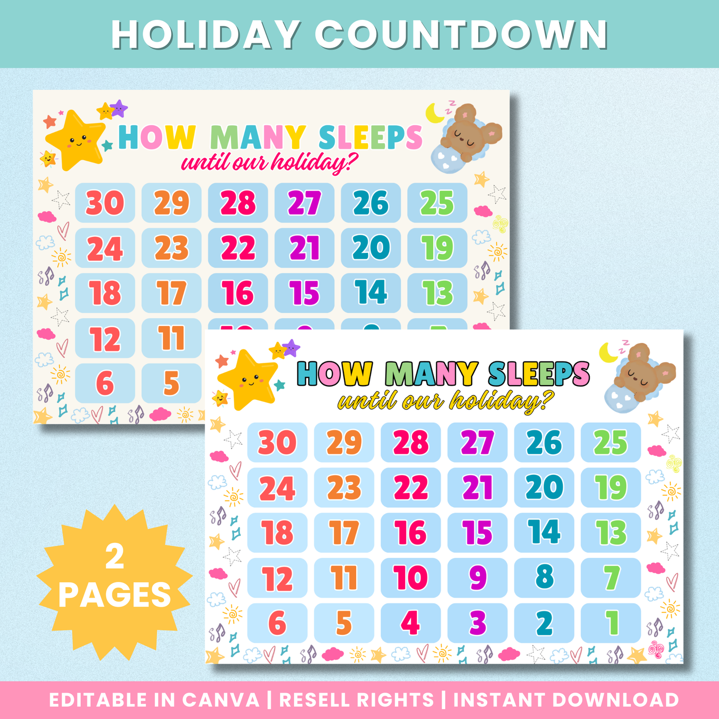 PLR Summer Holiday Countdown For Kids