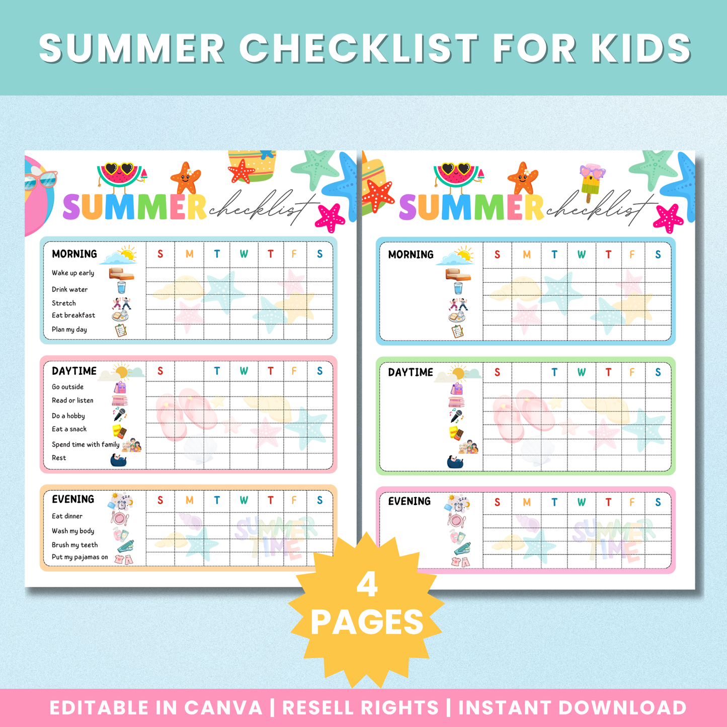 PLR Summer Checklist For Kids