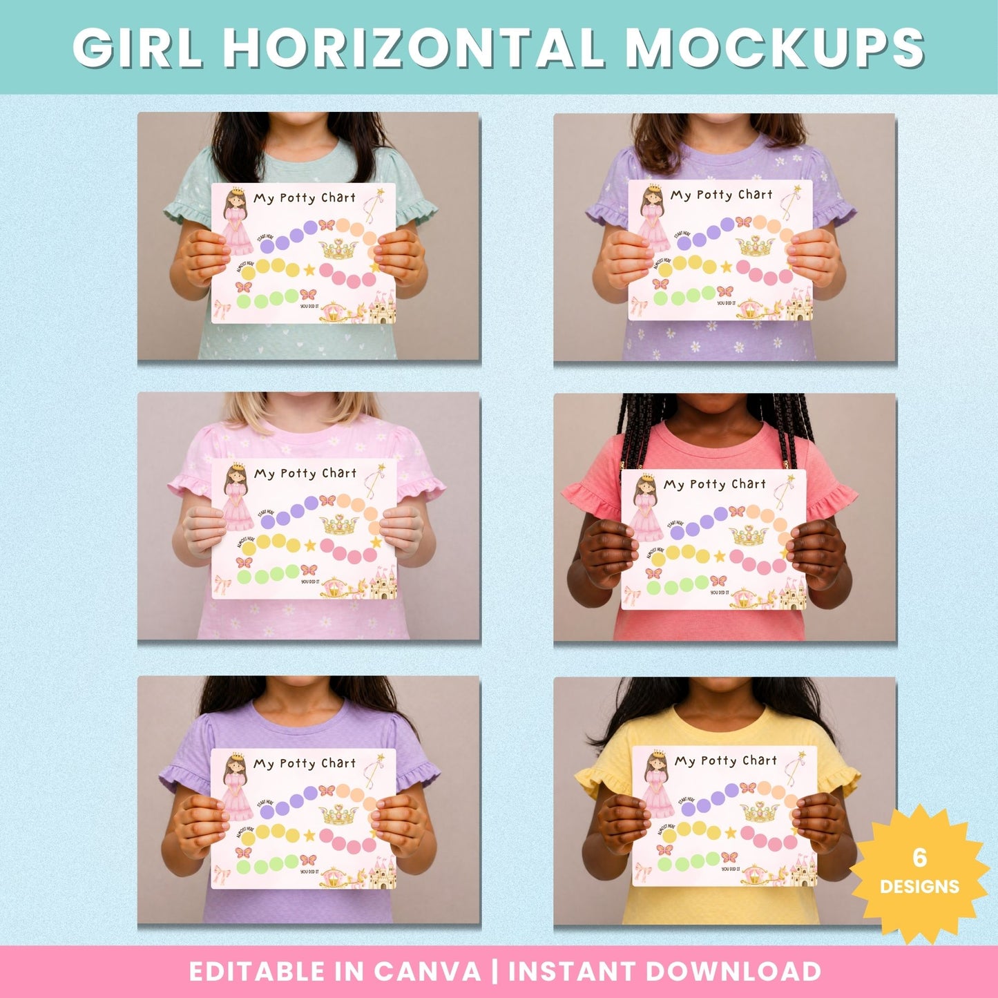 Girl Holding Printable Mockups (Horizontal A4) – 6 Designs (Personal Use)