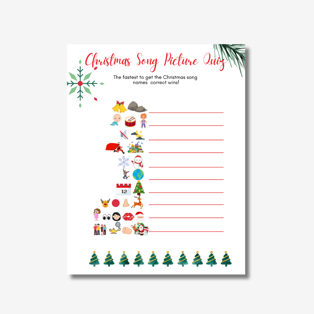 PLR Christmas Song Picture Quiz Printable