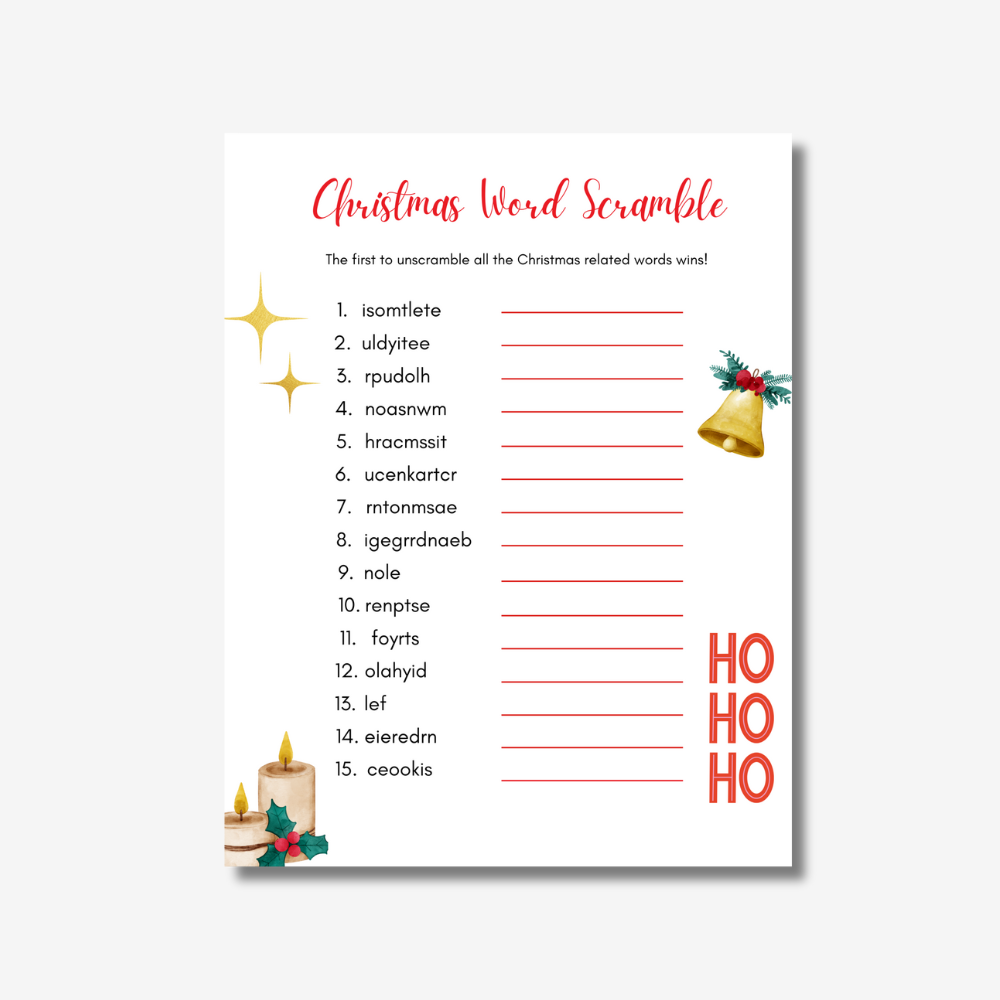 PLR Christmas Word Scramble Printable