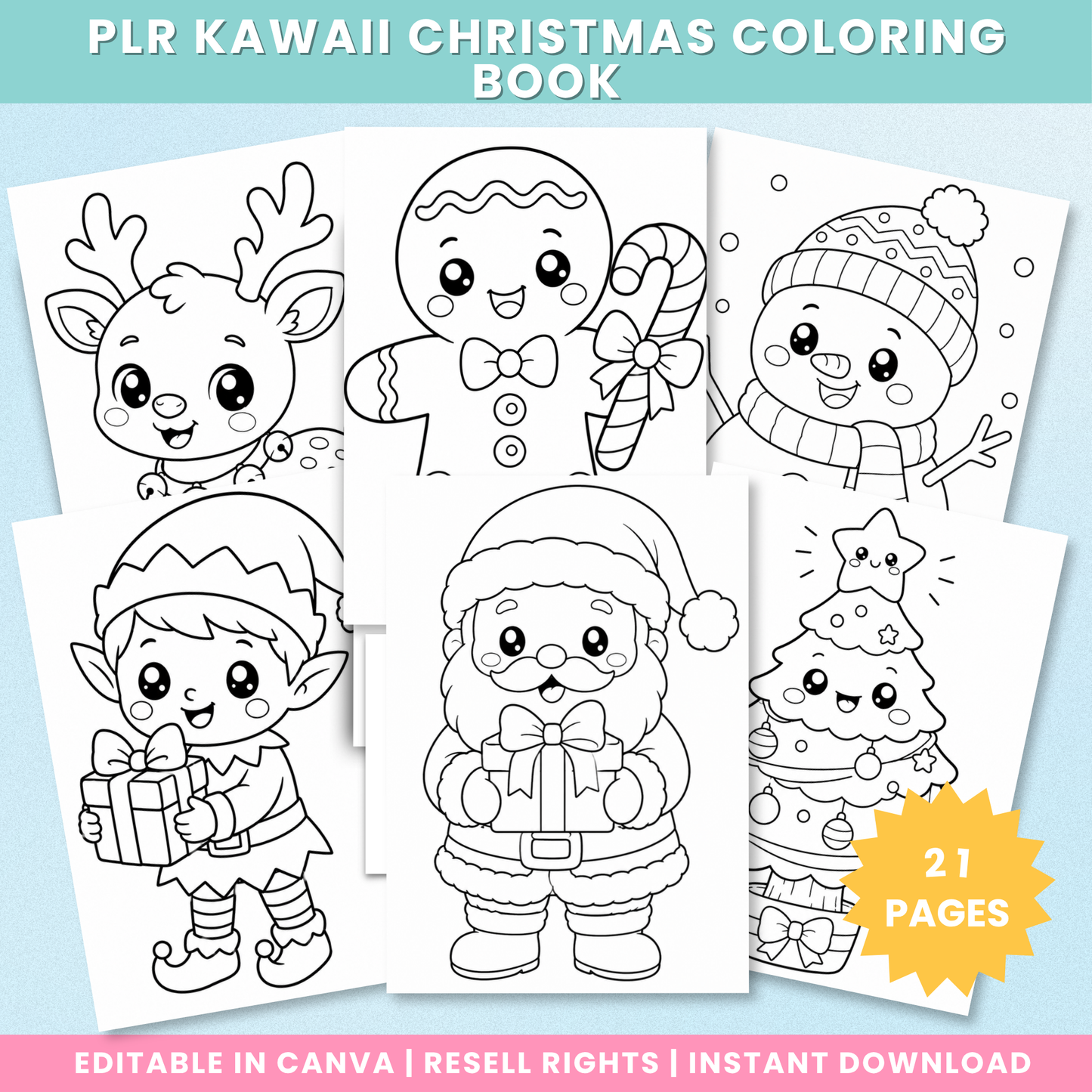 PLR Kawaii Christmas Coloring Book