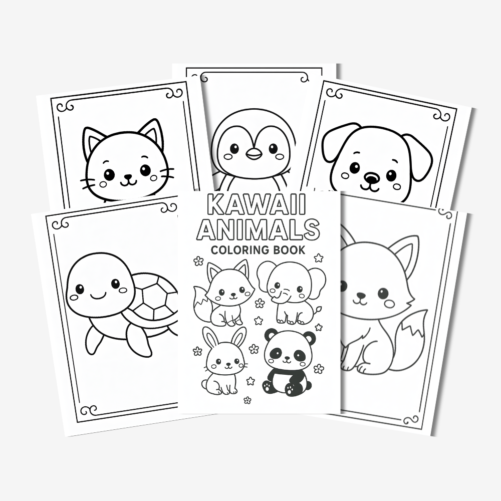 PLR Kawaii Animals Colouring Book