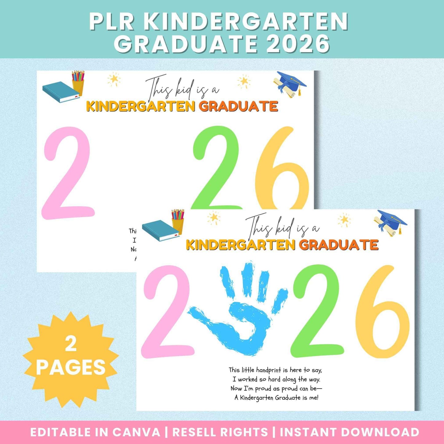 PLR Kindergarten Graduate Handprint Craft 2026