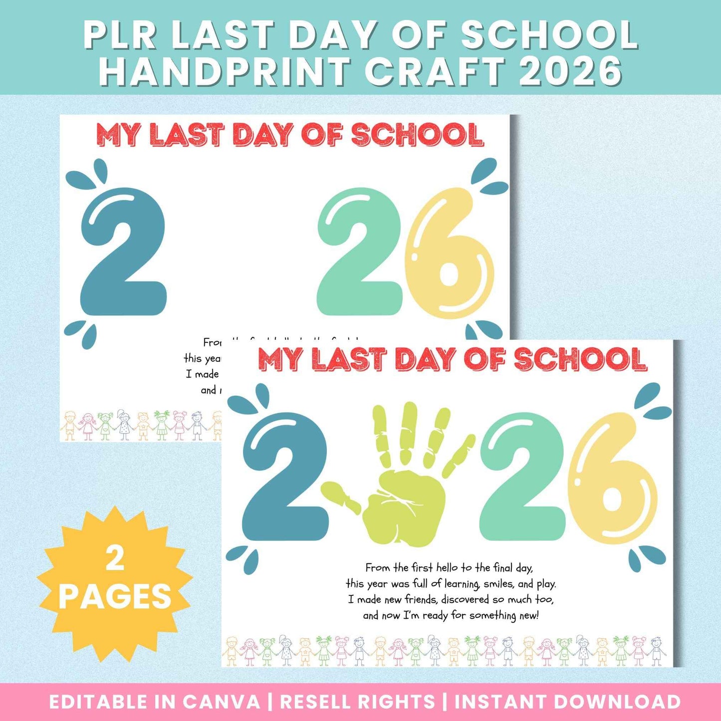 PLR Last Day of School Handprint Craft 2026