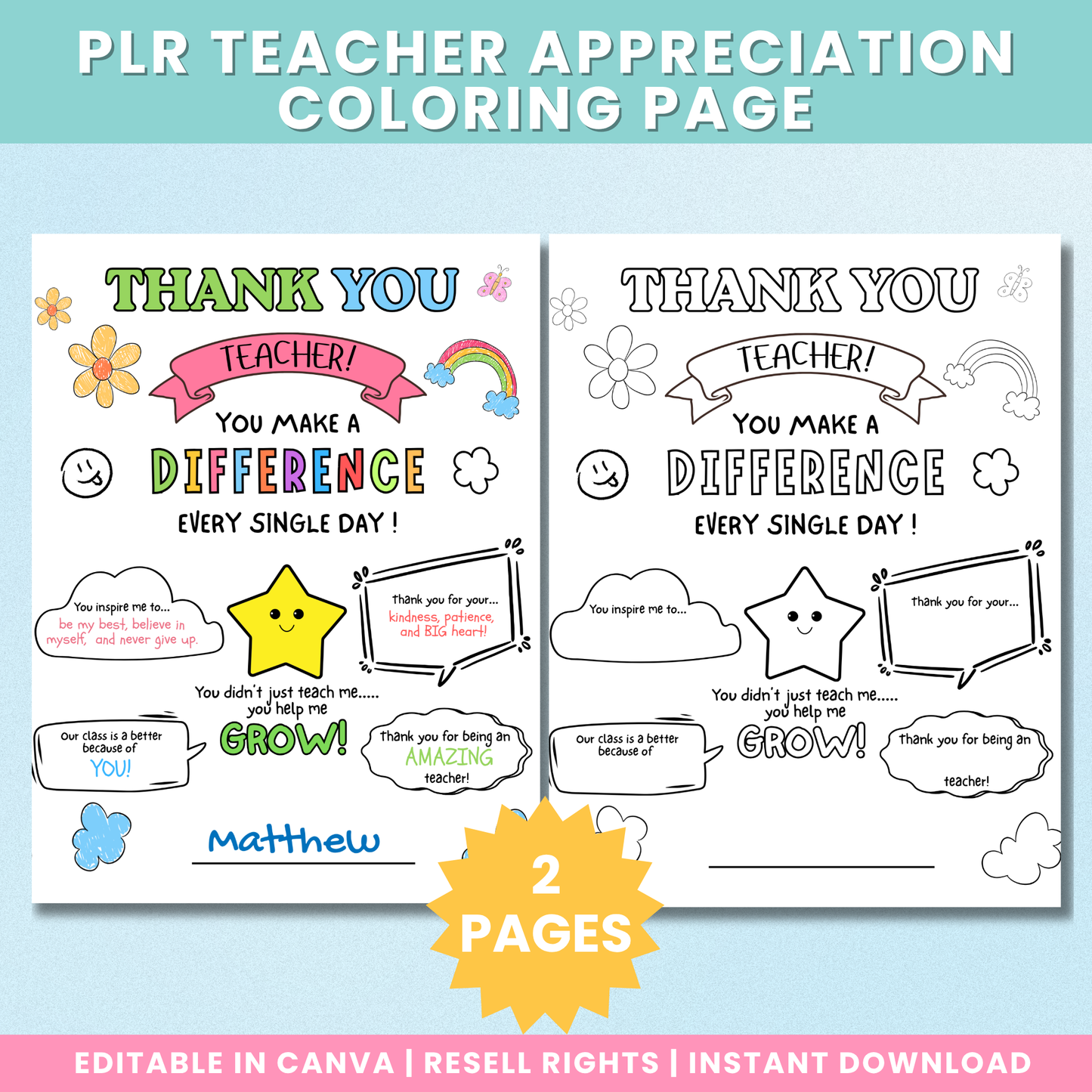 PLR Teacher Appreciation Coloring Page