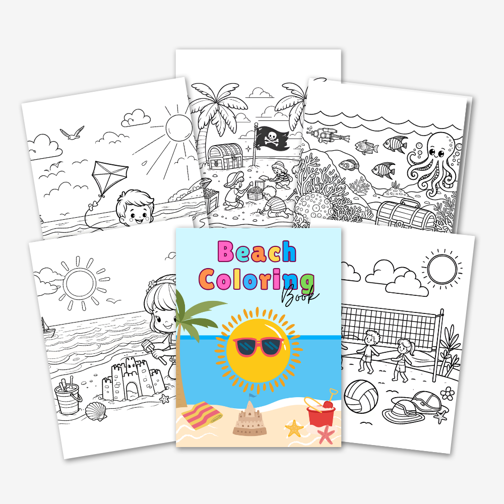 PLR Beach Summer Day Colouring Book V1