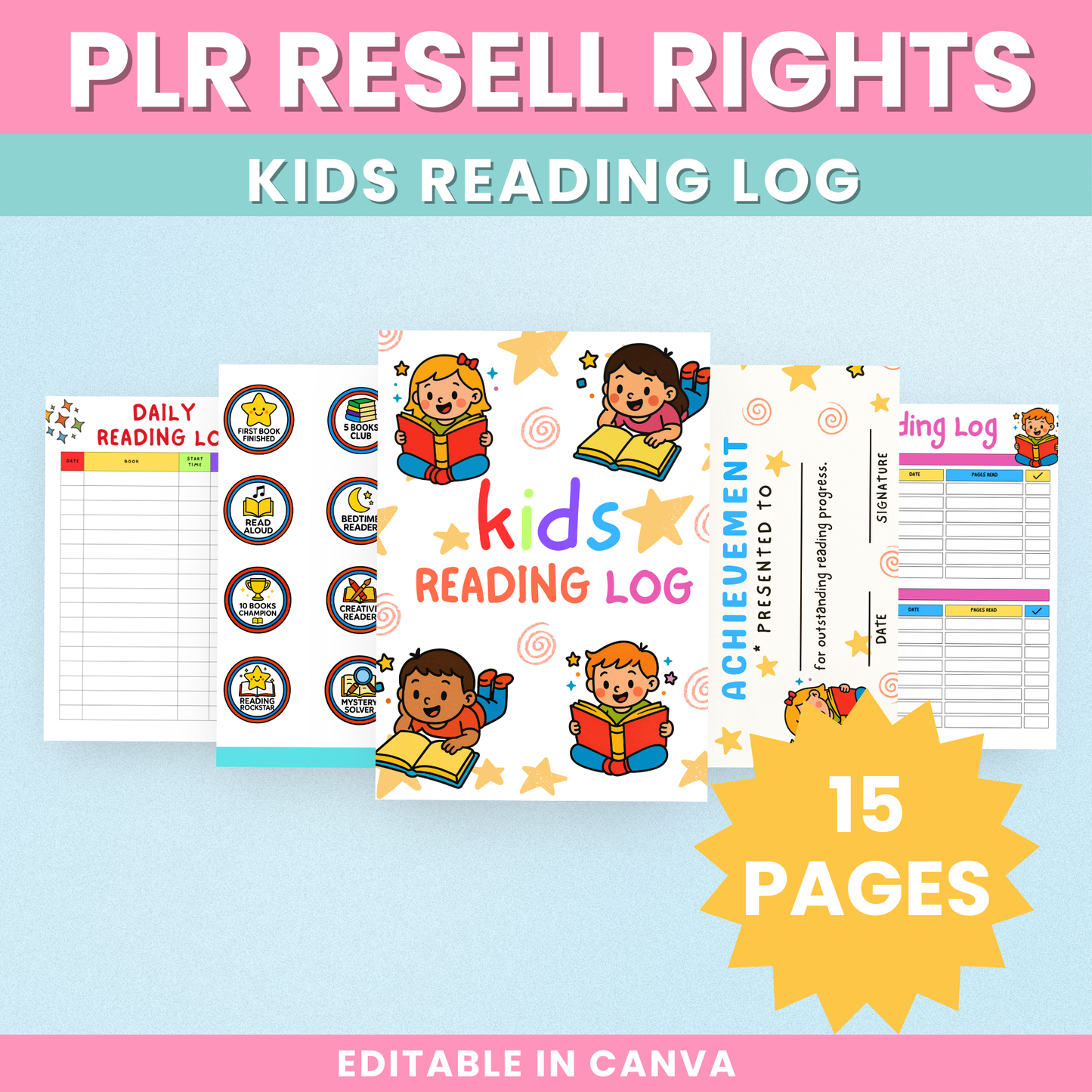 PLR Kids Reading Log For Elementary Aged School Children