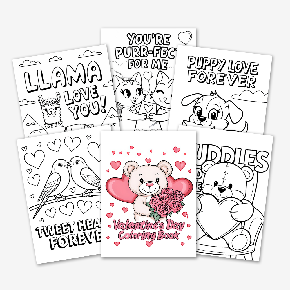 PLR Animal Valentine's Day Coloring Book