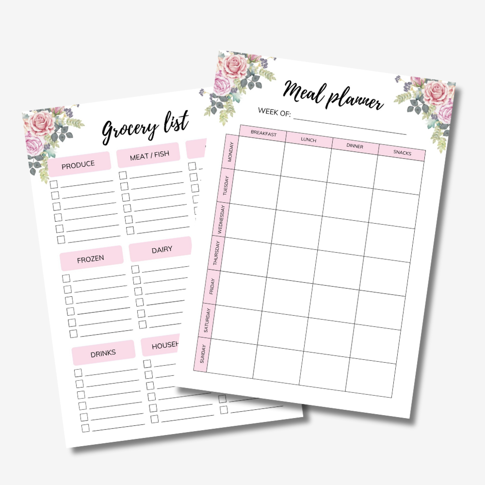 PLR Weekly Meal Planner + Grocery List