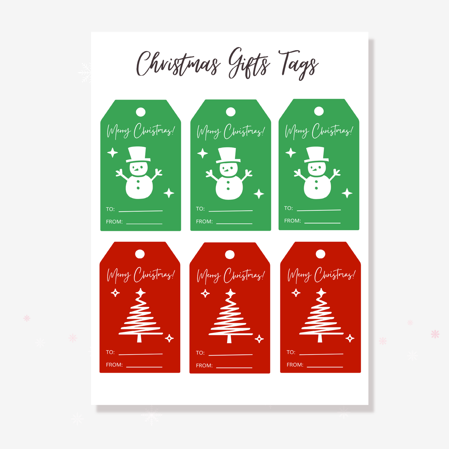 PLR Christmas Gift Tags Printable