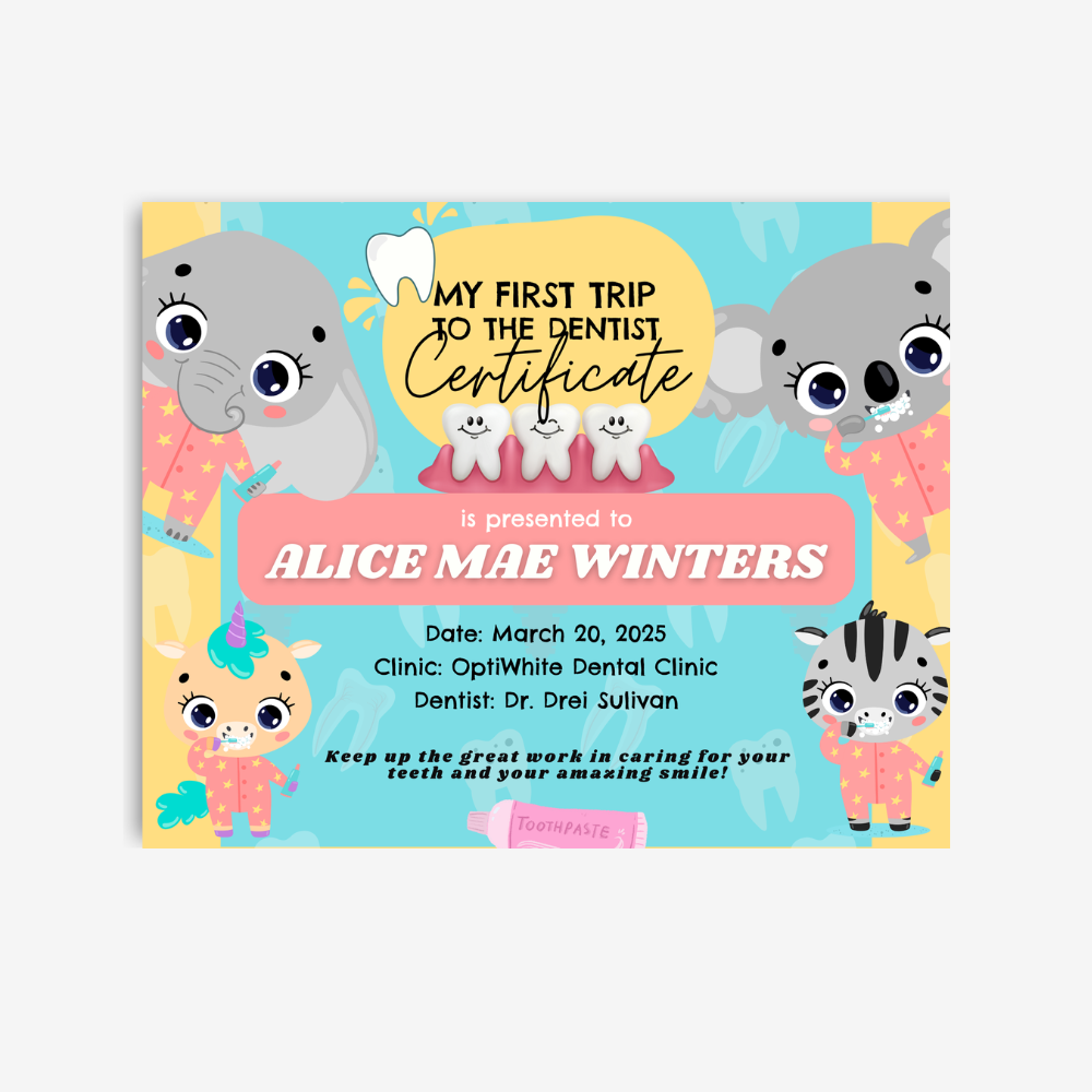 PLR My First Dentist Trip Certificate