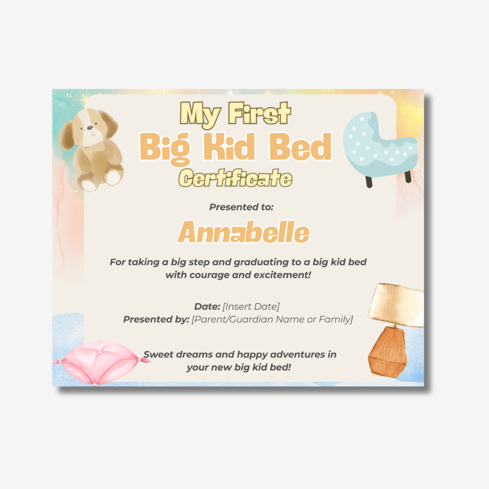 PLR My First Big Kid Bed Certificate