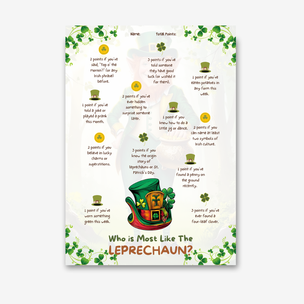 PLR Who is Most Like A Leprechaun Printable Game