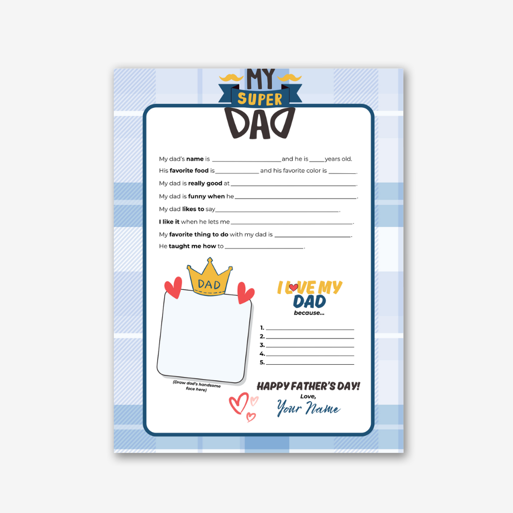 PLR All About My Dad Worksheet