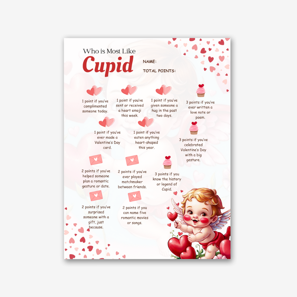 PLR Who is Most Like Cupid Printable Game