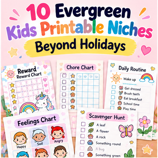 10 Evergreen Kids Printable Niches Beyond Holidays