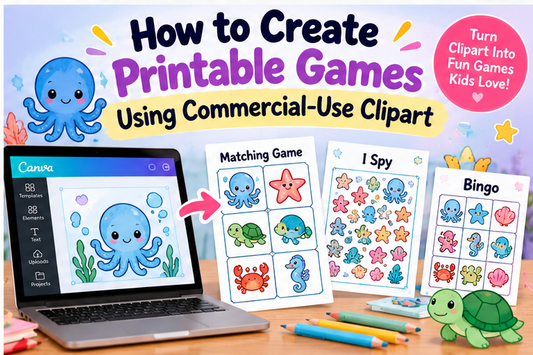 How to Create Printable Games Using Commercial-Use Clipart