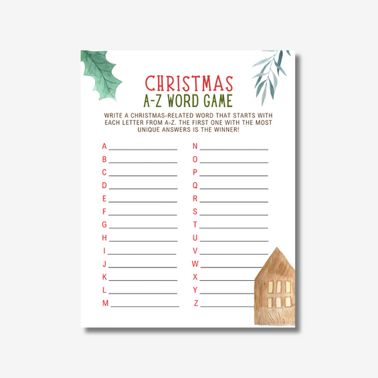 PLR Christmas A-Z Word Game Printable