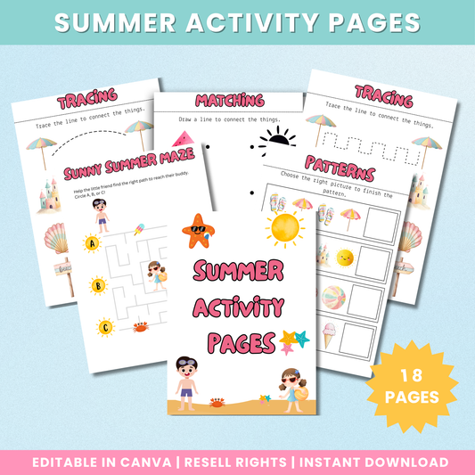 PLR Summer Activity Pages For Kids