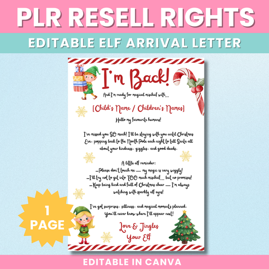 PLR Editable Christmas Elf Arrival Letter