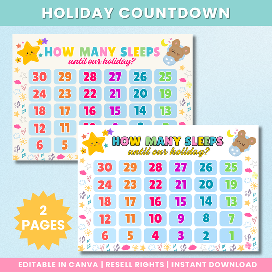 PLR Summer Holiday Countdown For Kids