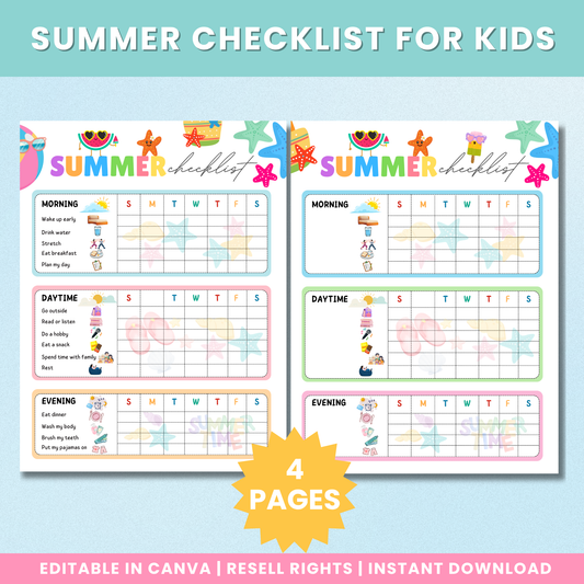 PLR Summer Checklist For Kids