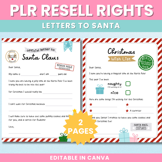 PLR Letter to Santa Printable for Kids
