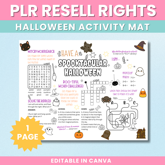 PLR Halloween Activity Placemat