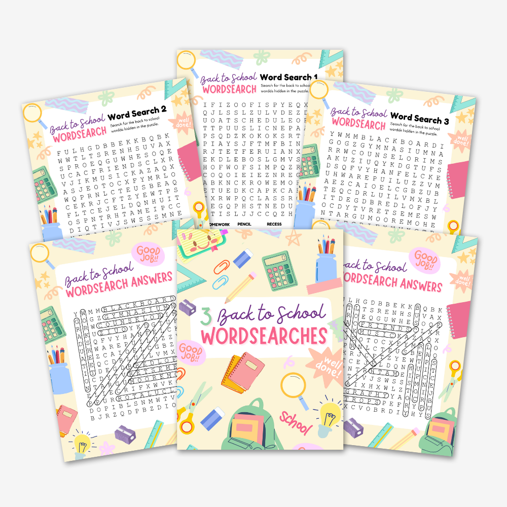 PLR Back To School Wordsearch x3