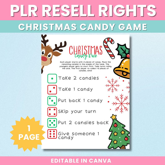 PLR Christmas Candy Dice Game Printable for Kids