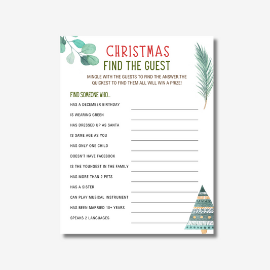 PLR Christmas Find The Guest Game Printable