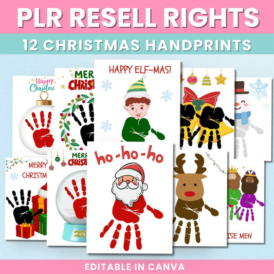 PLR Christmas Handprint Crafts for Kids – 12 Printable Handprint Templates