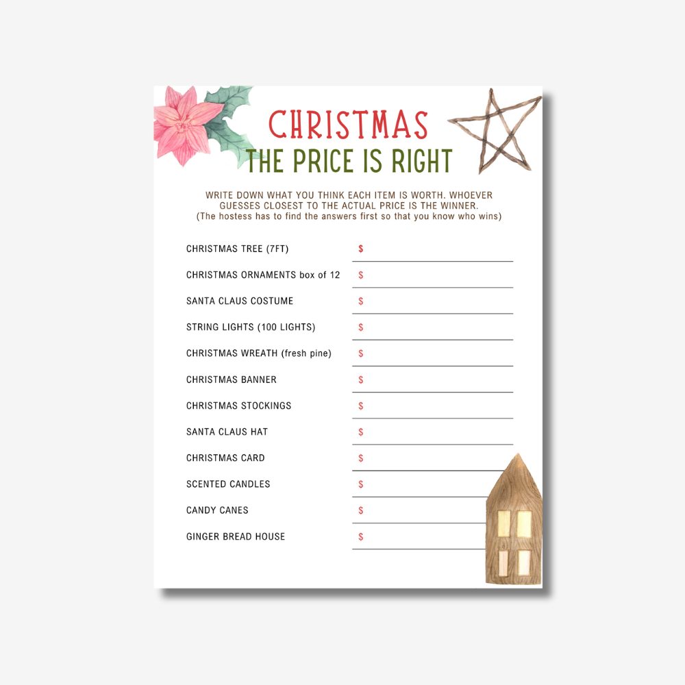 PLR Christmas The Price Is Right Printable