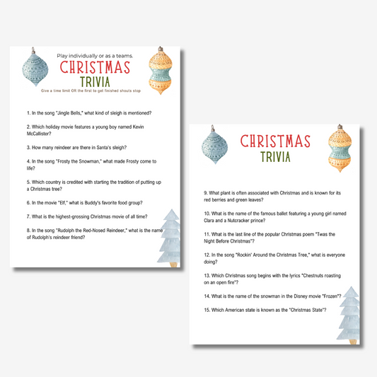 PLR Christmas Trivia and Answers Printable