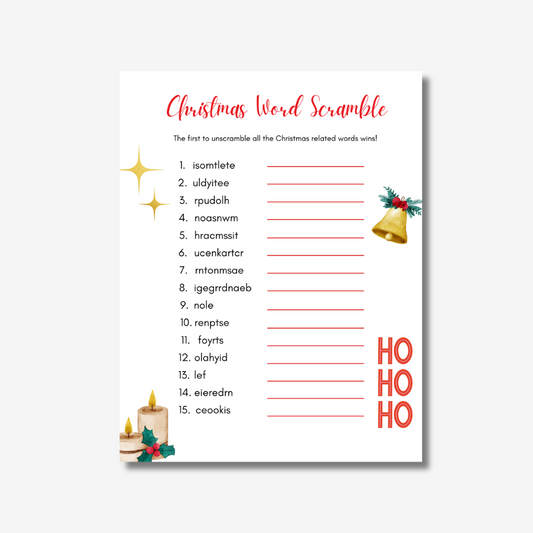 PLR Christmas Word Scramble Printable