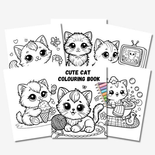 PLR Cute Cat Colouring Book