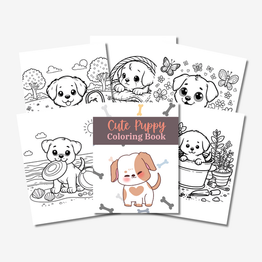 PLR Cute Puppy Colouring Book