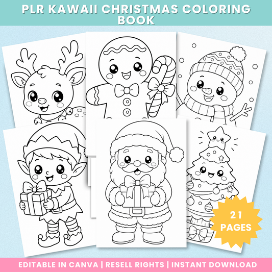 PLR Kawaii Christmas Coloring Book