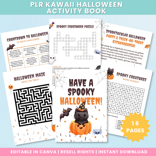 PLR Kawaii Halloween Activity Book