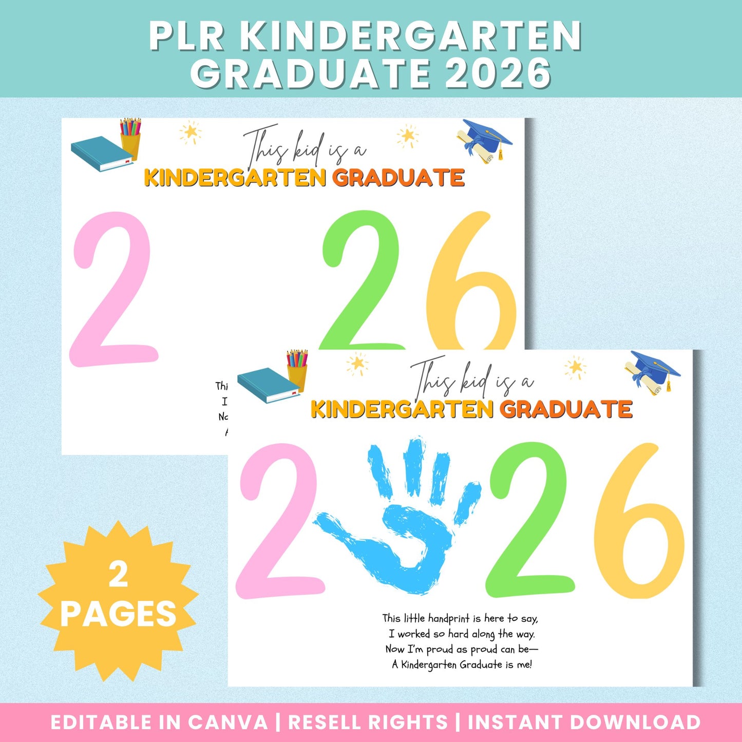 PLR Kindergarten Graduate Handprint Craft 2026