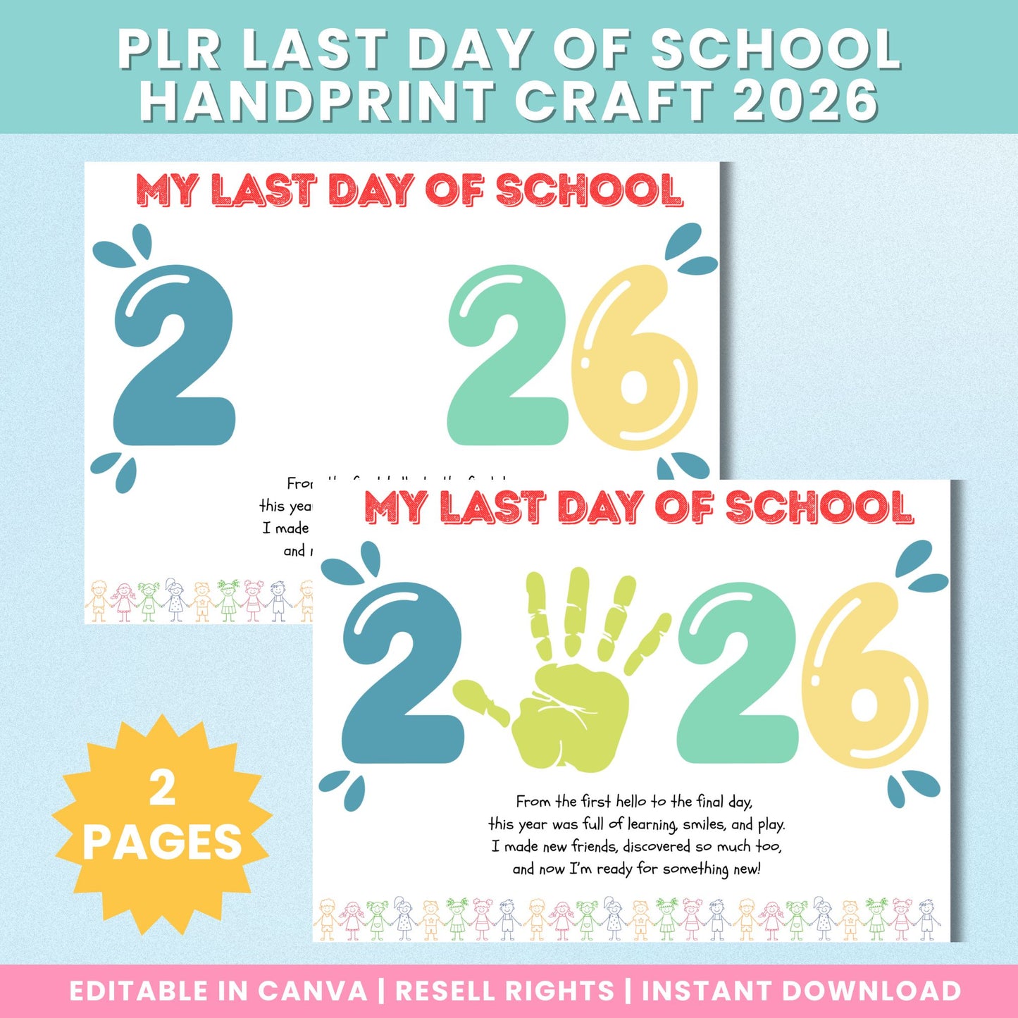 PLR Last Day of School Handprint Craft 2026