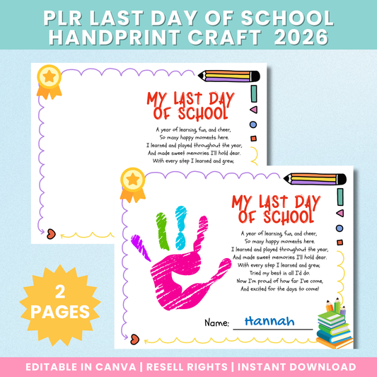 PLR Last Day of School Poem Handprint Craft 2026