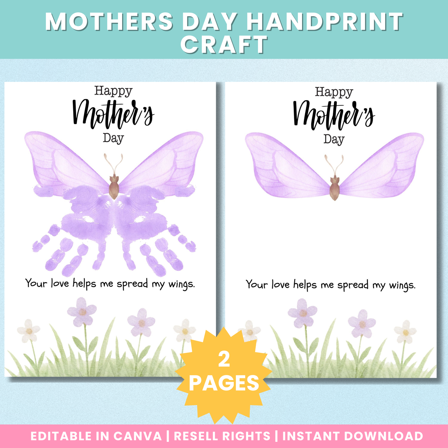 PLR Mothers Day Butterfly Handprint Craft