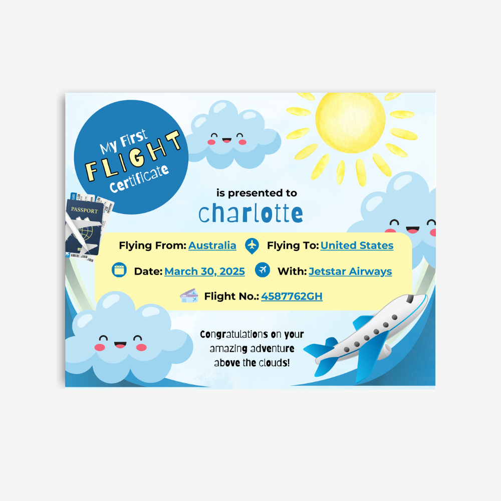 PLR My First Flight Certificate