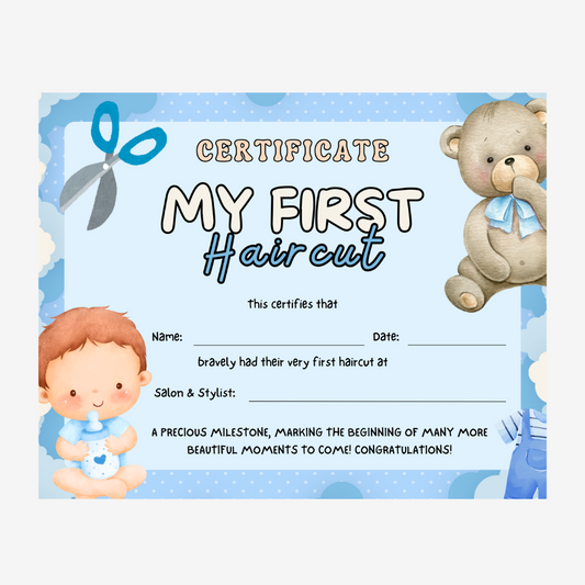 PLR My First Haircut Certificate - Blue