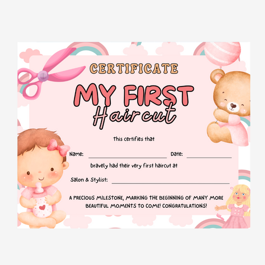 PLR My First Haircut Certificate - Pink