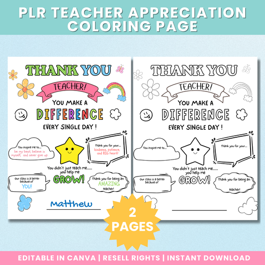 PLR Teacher Appreciation Coloring Page