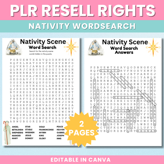 PLR Christmas Nativity Scene Wordsearch